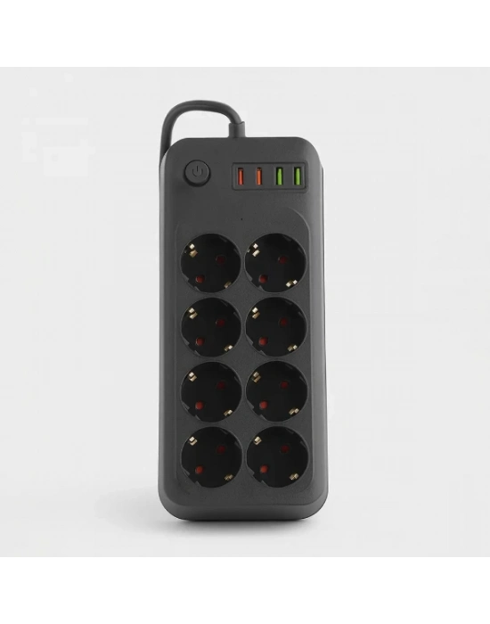 Termal Akım Korumalı 8 Prizli Uzatma Kablosu