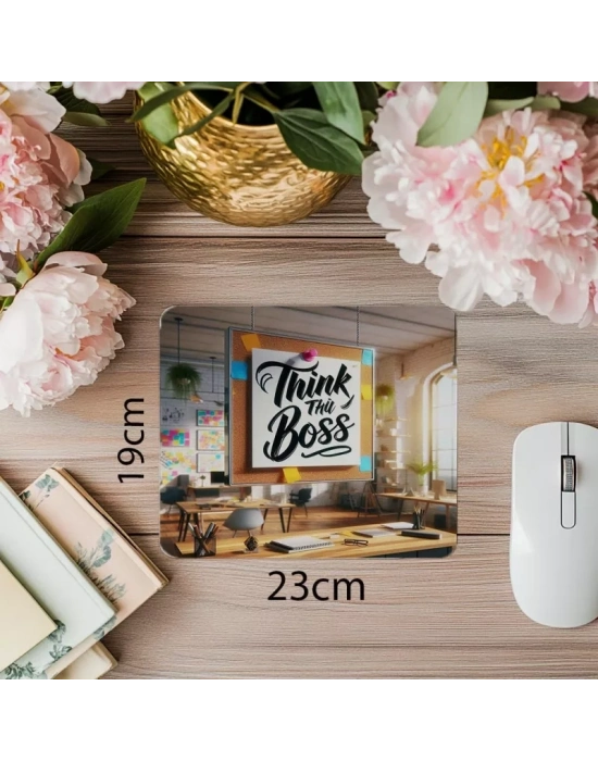 Think Like a Boss Sözlü Mousepad – Lider Ruhlu - 19x23 cm 2 mm Dikdörtgen İthal Baskılı Mouse Pad