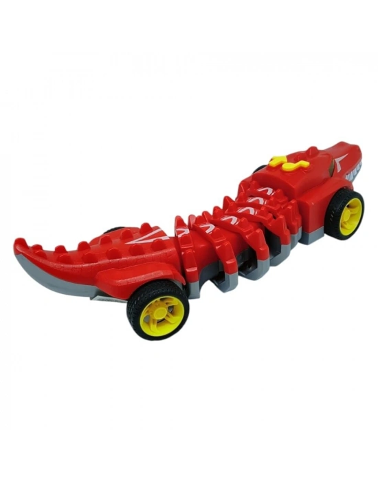 Timsah Araba - Otomatik Hareketli Sesli Işıklı 32 cm - Kırmızı Timsah