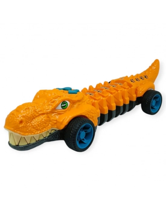 Timsah Araba - Otomatik Hareketli Sesli Işıklı 32 cm - Turuncu Timsah