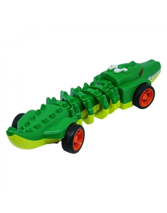 Timsah Araba - Otomatik Hareketli Sesli Işıklı 32 cm - Yeşil Gerçekçi Timsah