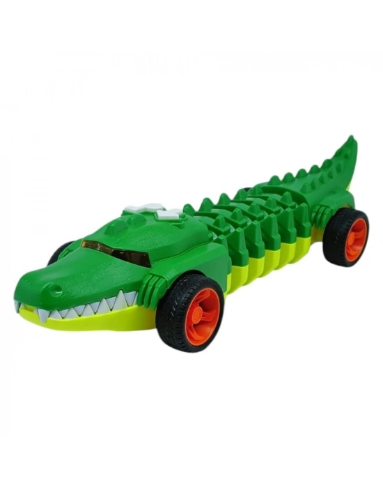 Timsah Araba - Otomatik Hareketli Sesli Işıklı 32 cm - Yeşil Timsah