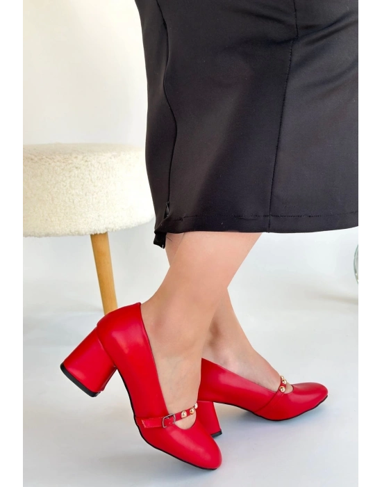 Tino Kırmızı Cilt Topuklu Ayakkabı