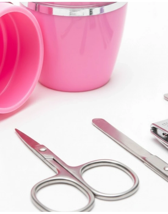 ® Tırnak Bakım Manikür Pedikür Seti 4 Parça Pembe Ev ve Seyahat Uyumlu