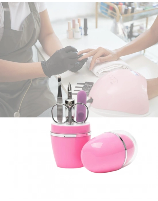 ® Tırnak Bakım Manikür Pedikür Seti 4 Parça Pembe Ev ve Seyahat Uyumlu