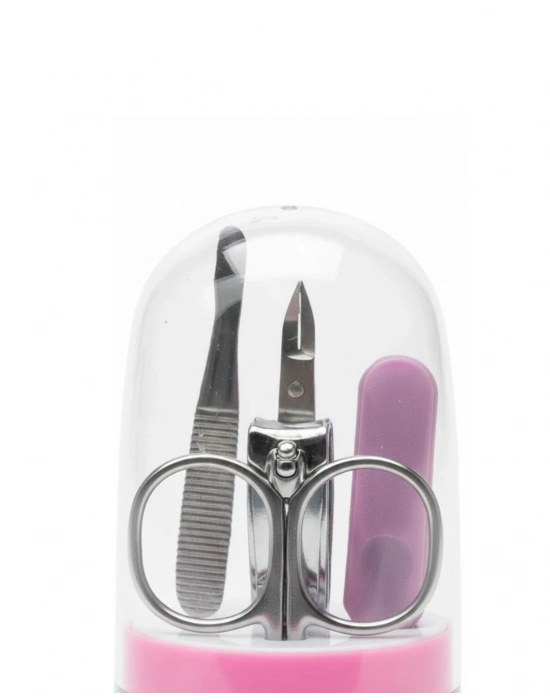 ® Tırnak Bakım Manikür Pedikür Seti 4 Parça Pembe Kompakt Taşınabilir Tasarım