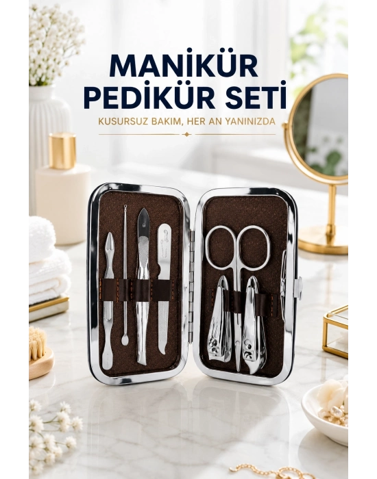 Tırnak Temizliği, Tırnak Batığı ve Düzenli Bakım İçin 7 Parça Çelik Set