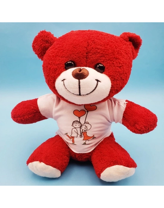 Tişörtlü Kırmızı Oyuncak Ayı