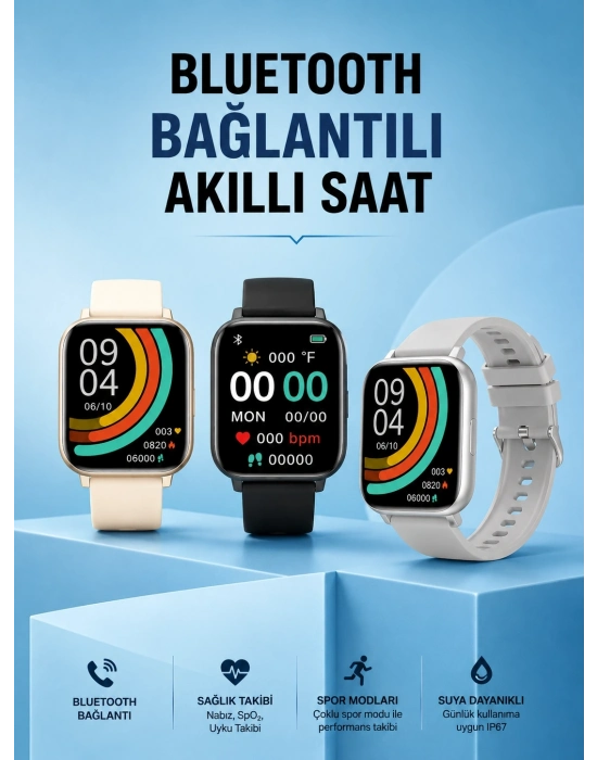 Titreşimli, Sağlık Takipli, Yeni Nesil Akıllı Saat  400mAh Batarya Kapasiteli