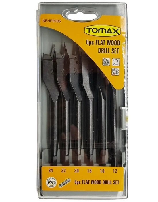 Tomax Yaprak Ahşap Matkap Ucu Takımı 12-24 Mm - 6 Parçalı