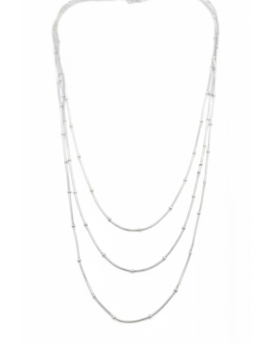 Top Boncuk Zincir Kolye - Gümüş