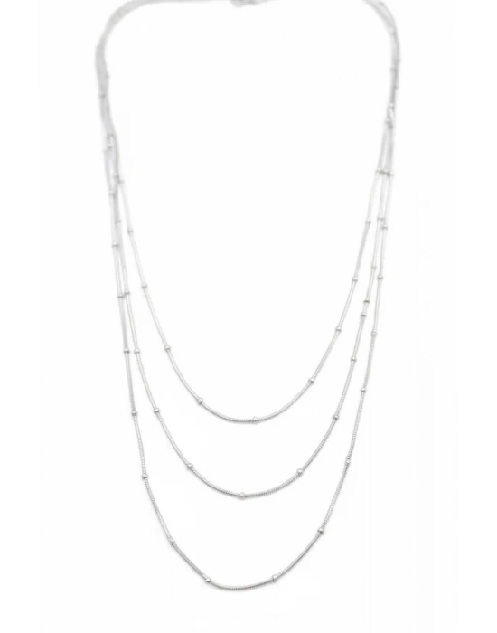 Top Boncuk Zincir Kolye - Gümüş