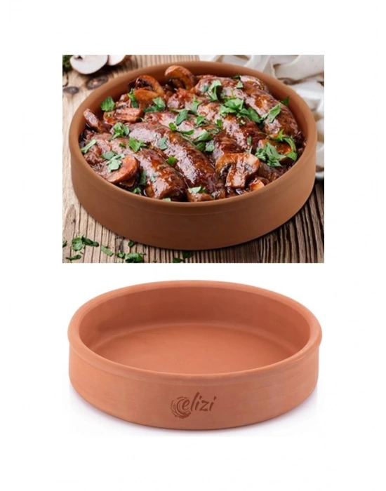 Toprak Güveç, Fırın Kabı, Yuvarlak Fırın Tepsisi Büyük Boy 30 cm