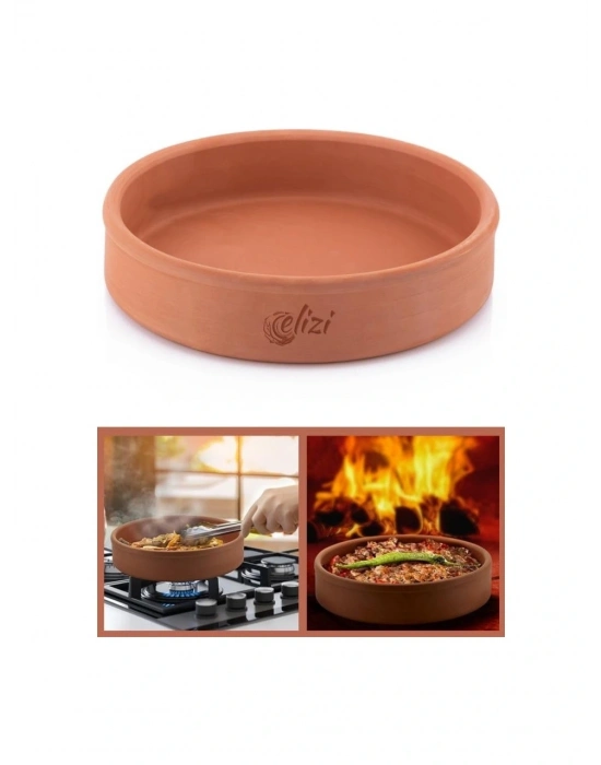 Toprak Güveç, Fırın Kabı, Yuvarlak Fırın Tepsisi Büyük Boy 30 cm