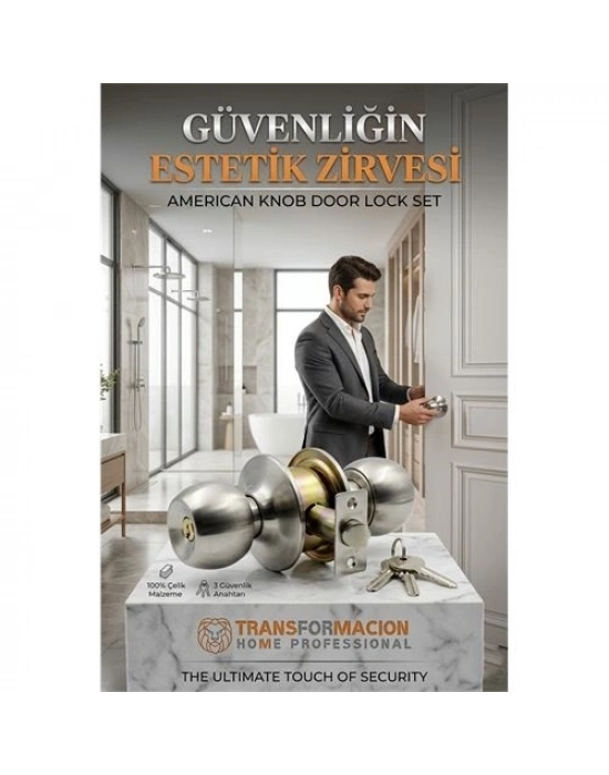 Topuzlu Kilit Amerikan Kapı Kilit Buton Set 426576