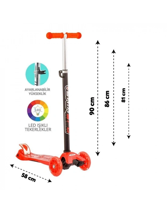 ® Torutoys Kırmızı Twist Işıklı Scooter Kırmızı