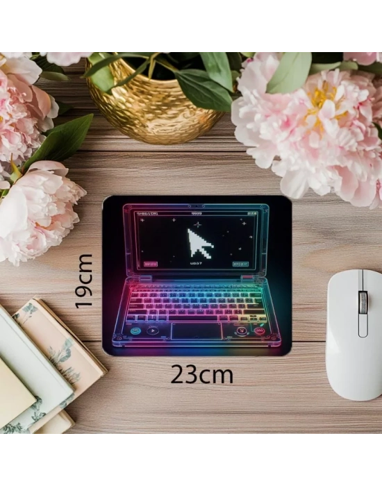 Transparan Kasa Temalı Mousepad – Neon Etki - 19x23 cm 2 mm Dikdörtgen İthal Baskılı Mouse Pad