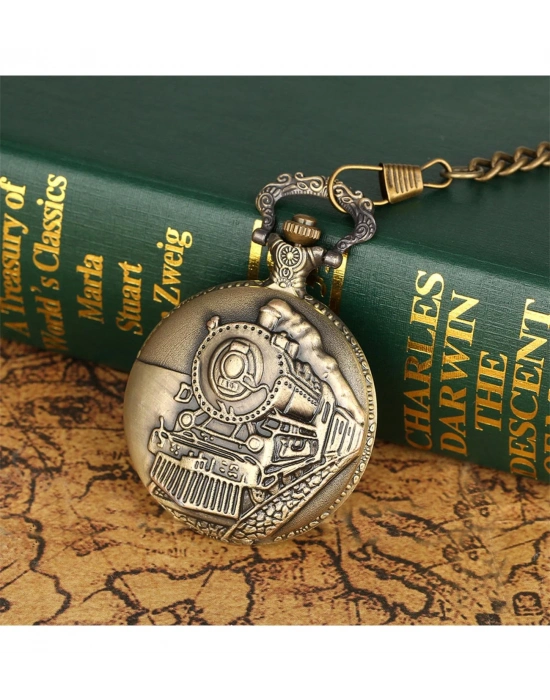 Tren Temalı Köstekli Saat