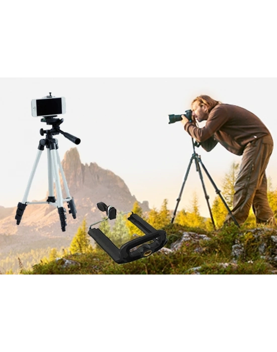 Tripod : Telefon Ve Kamera Tutucu Ayak + Telefon Tutucu - 105cm