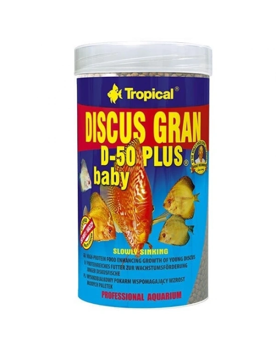 Tropical Discus Gran D-50 Plus Baby Yavru Discus Balıkları için Renklendirici Granül Balık Yemi 100 Ml