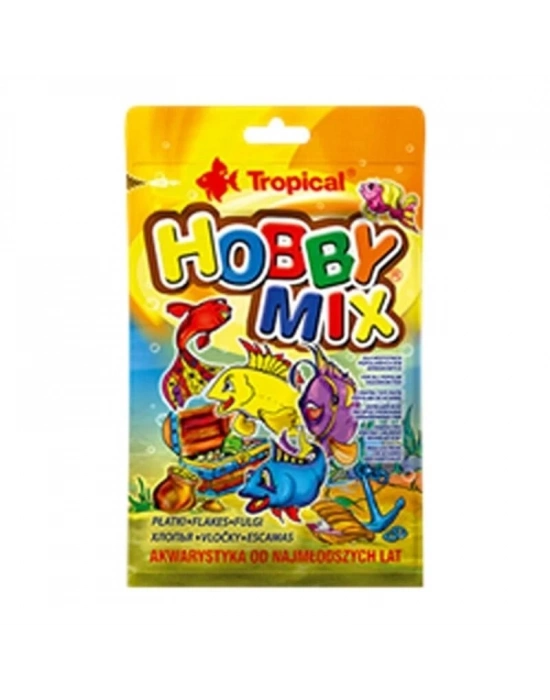 Tropical Hobby Mix Küçük Akvaryum Balıkları için Karışık Pul Yem 12 Gr