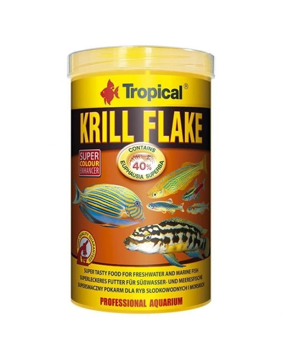 Tropical Krill Flakes Tropikal Balıklar için Krill İçerikli Pul Balık Yemi 100 Ml 20 Gr
