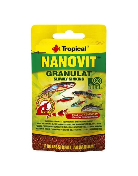 Tropical Nanovit Granulat Tropikal Balıkları için Granül Balık Yemi 10 Gr