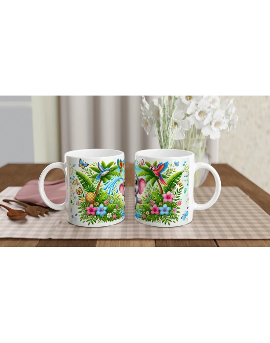 Tropik Fil Neşesi Temalı Çocuklara Özel Baskılı Kupa Bardak