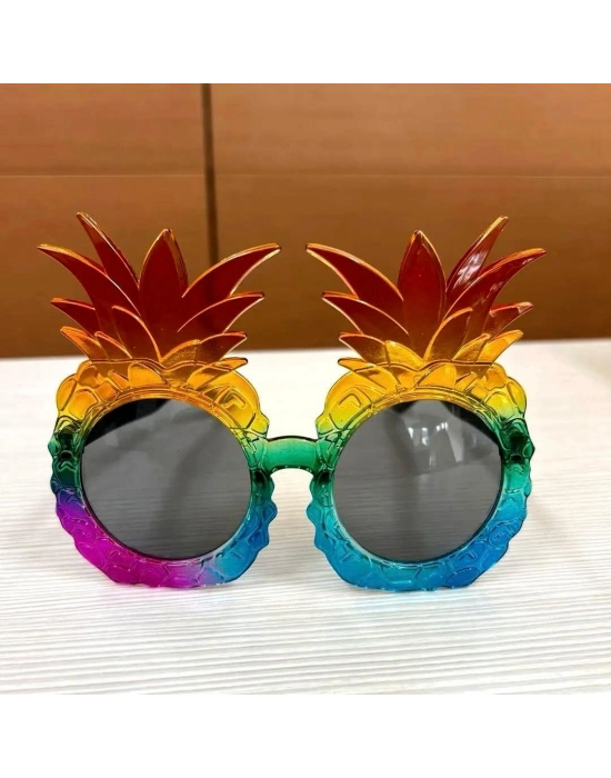 Tropikal Ananas Tasarımlı Renkli Hawaii Parti Gözlüğü
