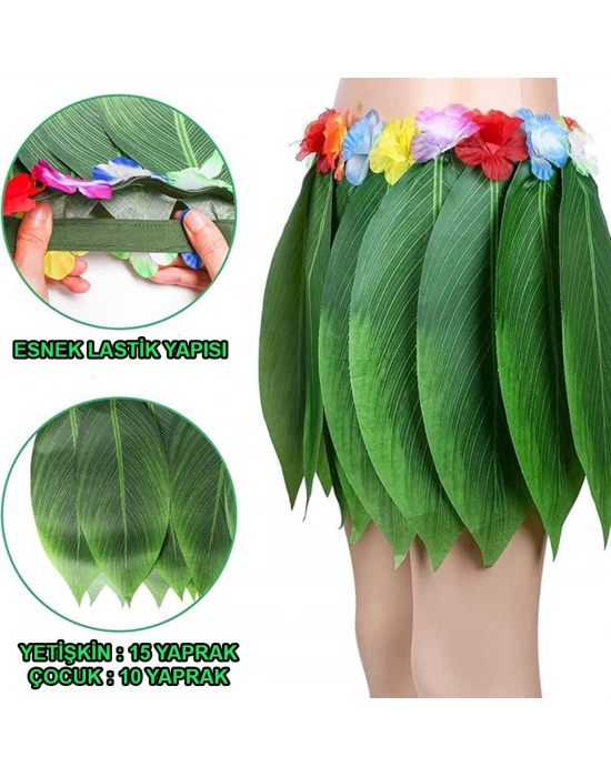 Tropikal Esintili Hawaii Yapraklı Parti Eteği Yetişkin Boy