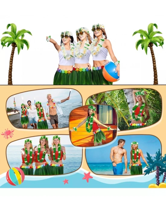 Tropikal Esintili Hawaii Yapraklı Parti Eteği Yetişkin Boy