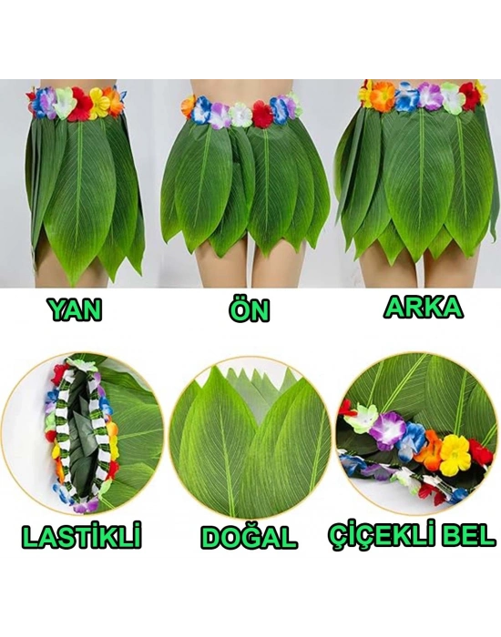 Tropikal Esintili Hawaii Yapraklı Parti Eteği Yetişkin Boy