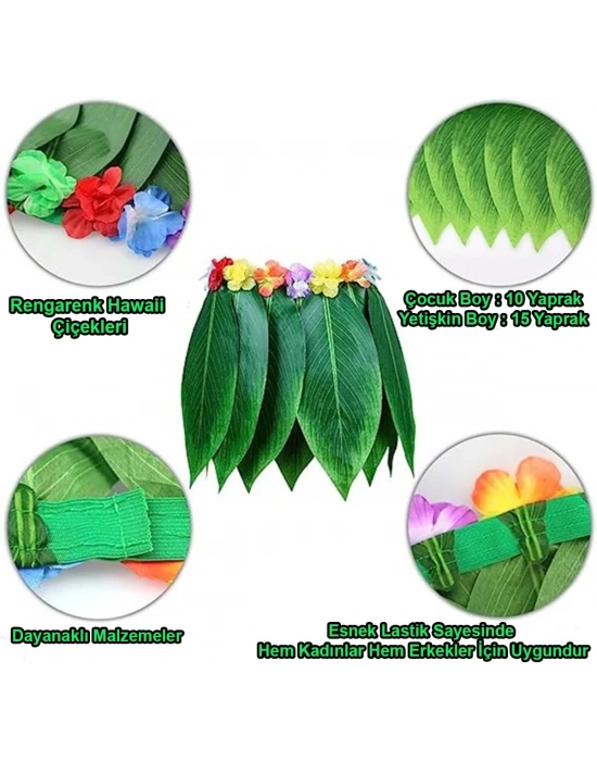 Tropikal Esintili Yapraklı Parti Eteği Çocuk Boy