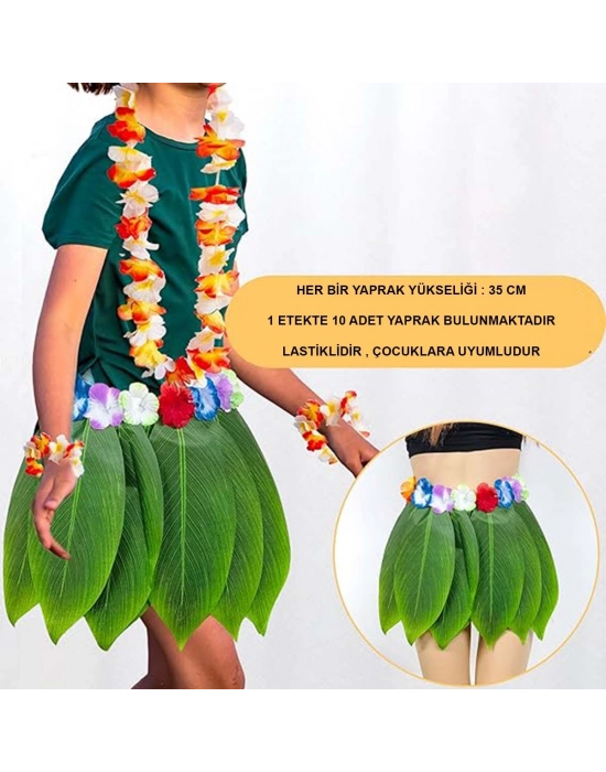 Tropikal Esintili Yapraklı Parti Eteği Çocuk Boy