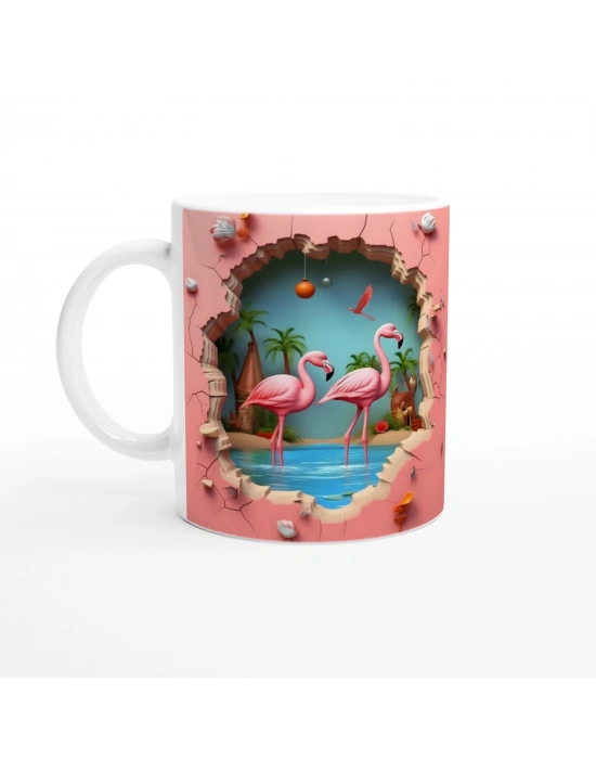 Tropikal Flamingo Baskılı Kupa Bardak