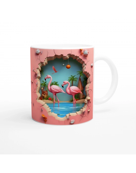 Tropikal Flamingo Baskılı Kupa Bardak