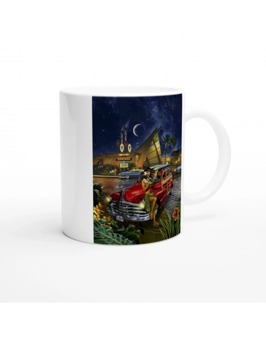 Tropikal Gecede Aloha Kızlı Klasik Araba Kupa