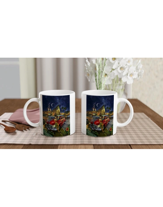 Tropikal Gecede Aloha Kızlı Klasik Araba Kupa