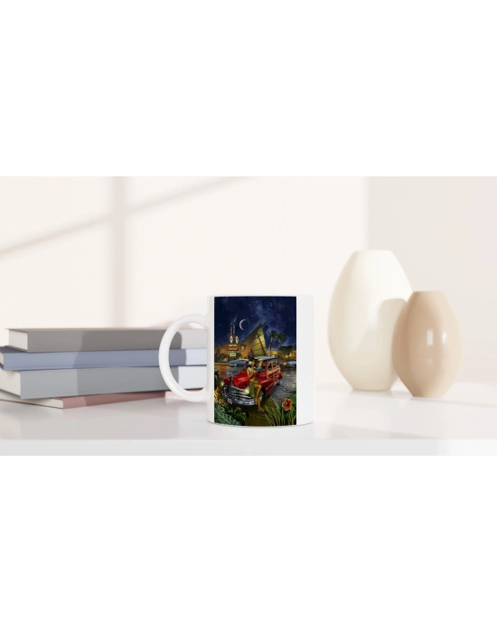 Tropikal Gecede Aloha Kızlı Klasik Araba Kupa