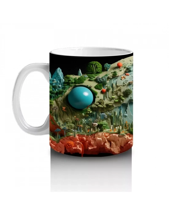 Tropikal Orman ve Kertenkele Detaylı Sahne – Baskılı Kahve Kupası