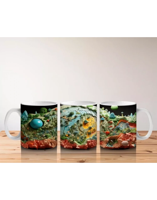 Tropikal Orman ve Kertenkele Detaylı Sahne – Baskılı Kahve Kupası