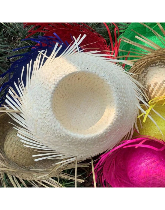 Tropikal Parti Beyaz Hasır Hawaii Şapkası