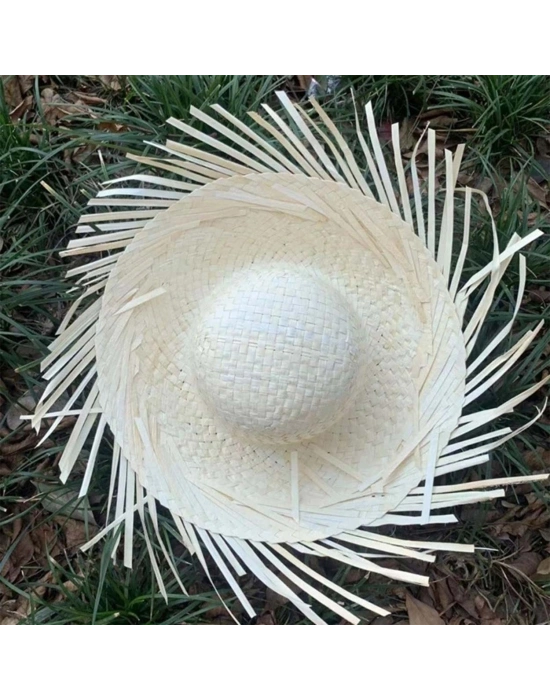 Tropikal Parti Beyaz Hasır Hawaii Şapkası