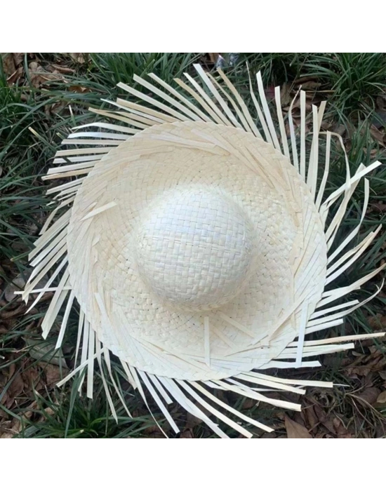 Tropikal Parti Beyaz Hasır Hawaii Şapkası