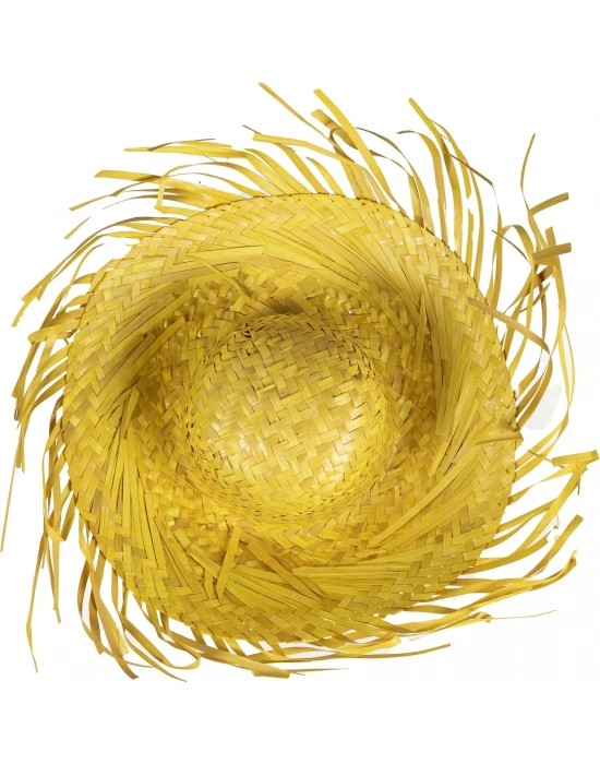 Tropikal Parti Sarı Hasır Hawaii Şapkası 13x36 Cm