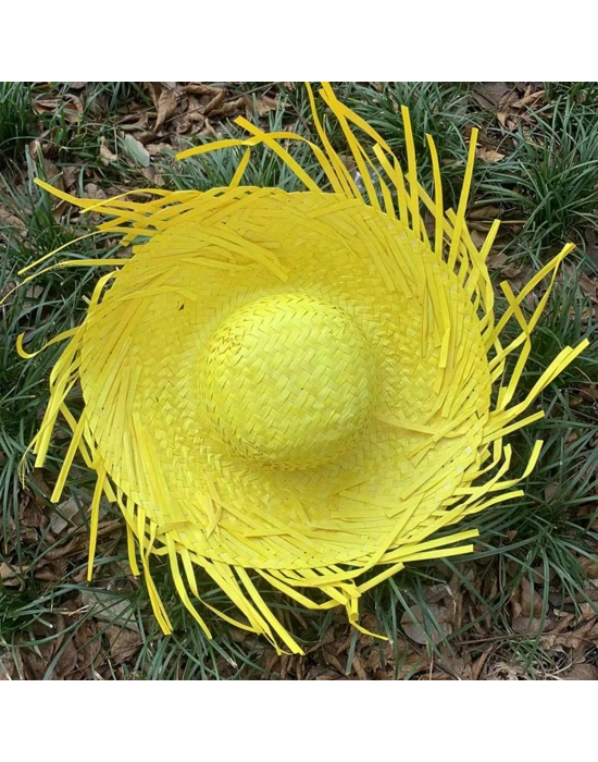 Tropikal Parti Sarı Hasır Hawaii Şapkası