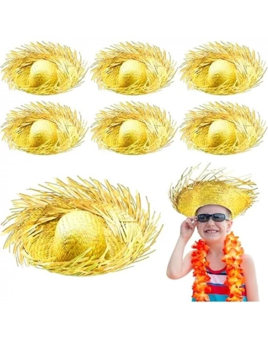 Tropikal Parti Sarı Hasır Hawaii Şapkası