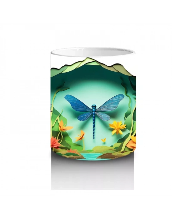 Tropikal Yapraklar Arasında Renkli Yusufçuk– Baskılı Kahve Kupası