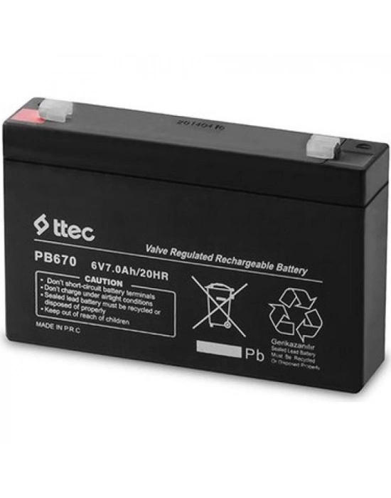 Ttec 6v 7 Ah Kuru Bakımsız Akü