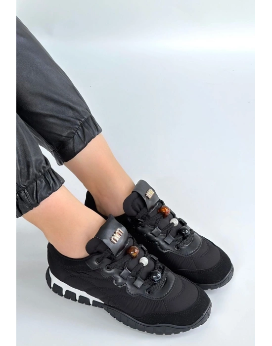 Tues Siyah Nubuk Bağcıklı Spor Ayakkabı